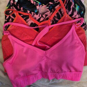 10 VS/Pink Sports Bras (Medium), 9 racerback and 1 square-neck